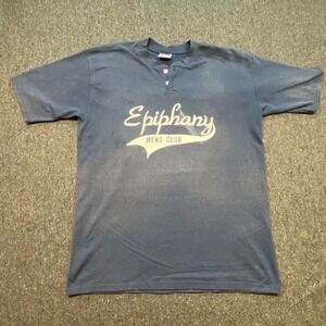 Eagle USA Epiphany Mens Club TShirt Sz XL Mens Blue Skater Retro Henley Jersey